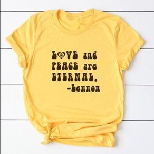 👚 Love Peace 70s Retro TShirt Yellow NEW